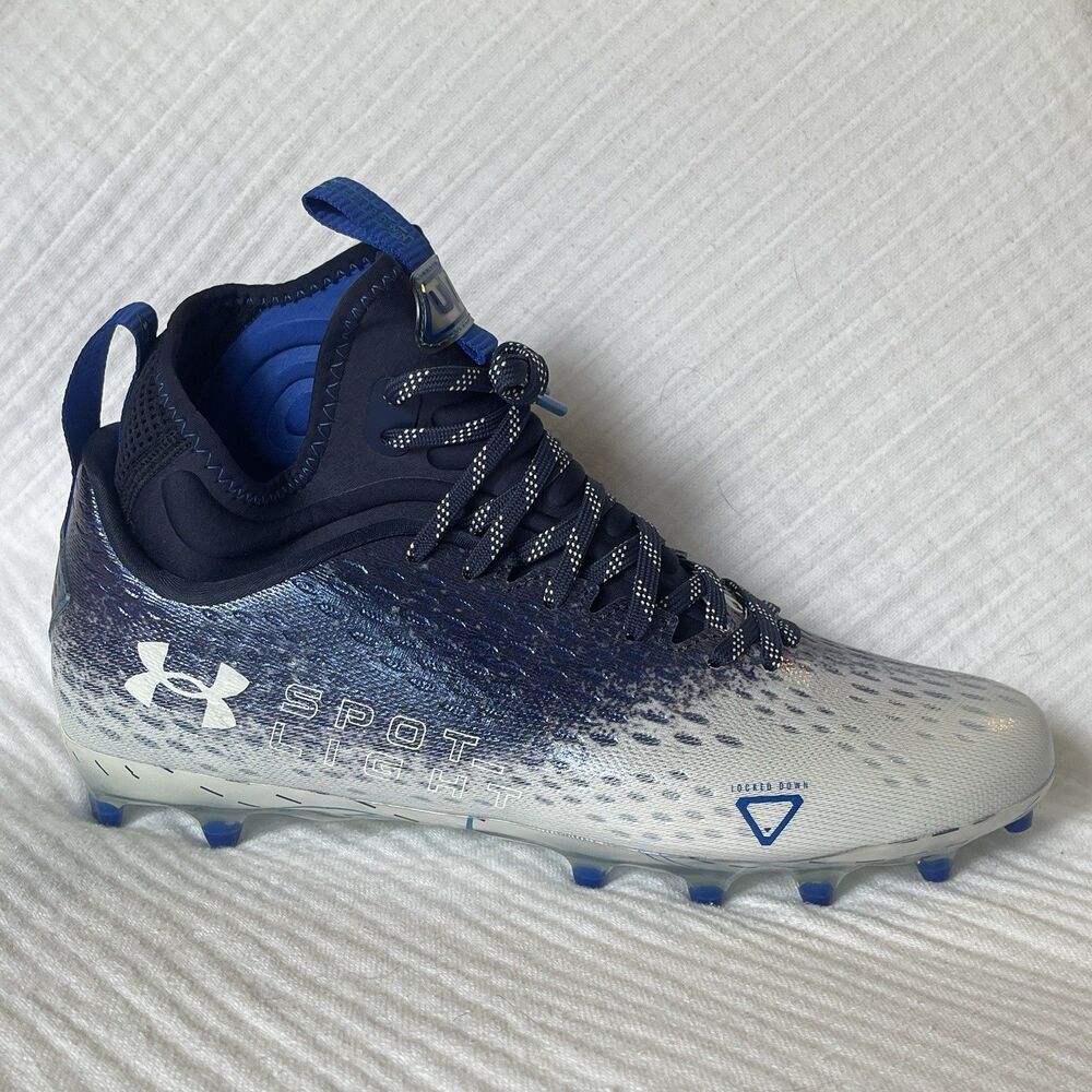 Under Armour Spotlight Lux MC 2.0 Cleats - Blue/White / Size 10 - 3025082-401